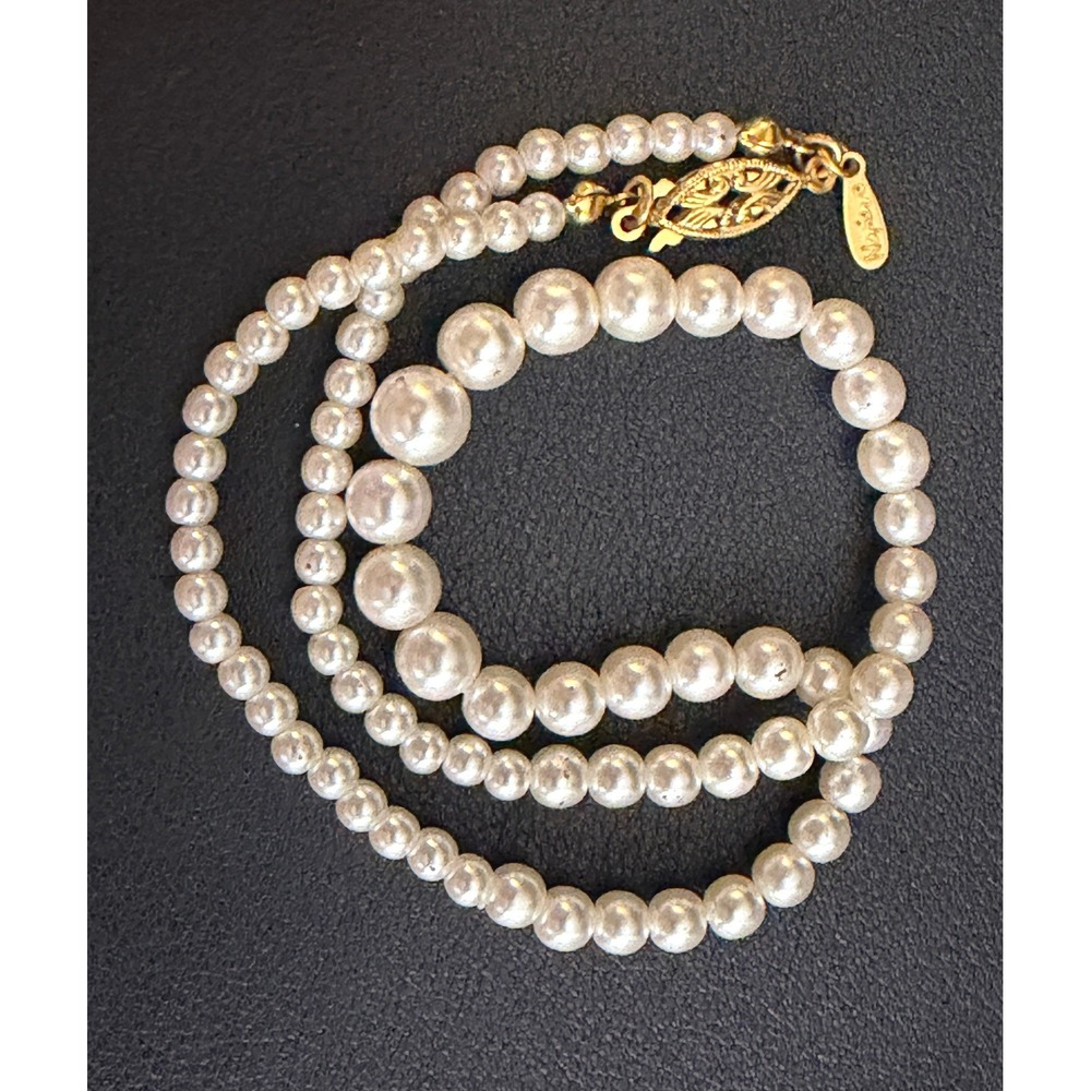 Vintage Napier Necklace Cream Simulated Pearl